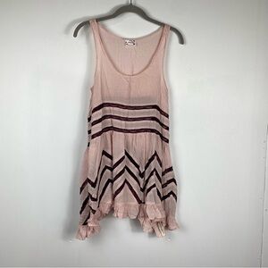 Free People Swingy Lace Inset Tunic, Pink/Eggplant, Size XS